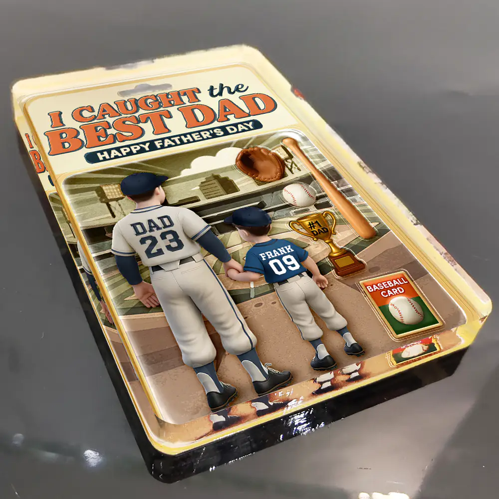 Baseball I Caught The Best Dad Doll Box Effect Figure Style - Personalized Custom Shaped Acrylic Plaque - Image 4