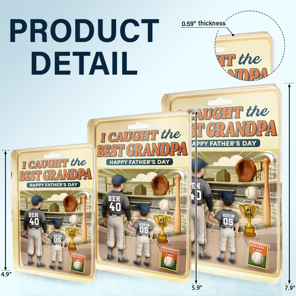 Baseball I Caught The Best Dad Doll Box Effect Figure Style - Personalized Custom Shaped Acrylic Plaque - Image 5