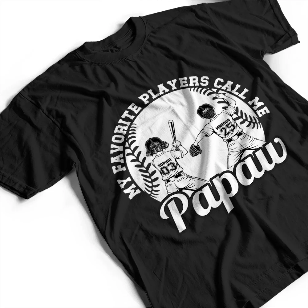 Baseball Kid My Favorite Players Call Me Grandpa - Personalized T Shirt - Image 3