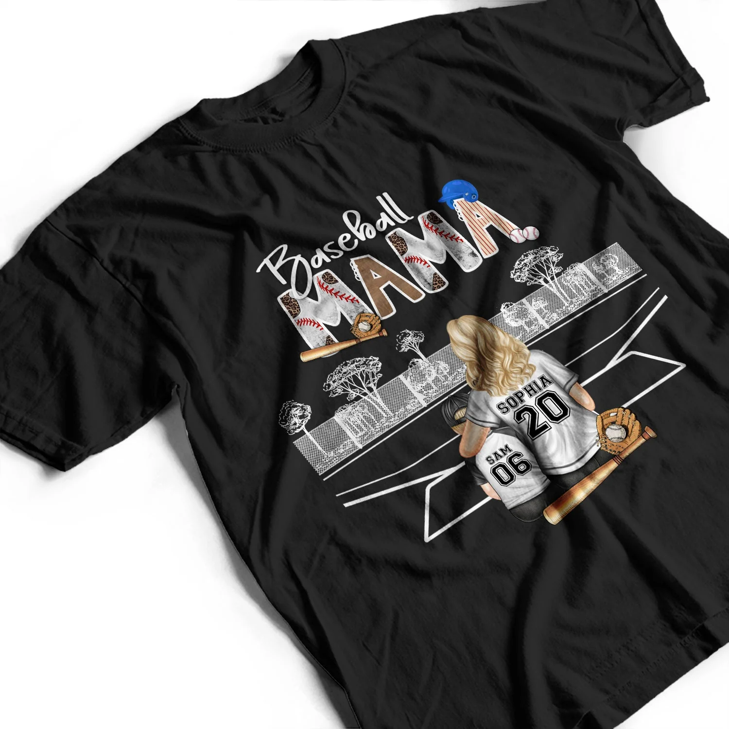 Baseball Mama Vintage - Loving Gift For Sport Mom, Mother - Personalized T Shirt - Image 3