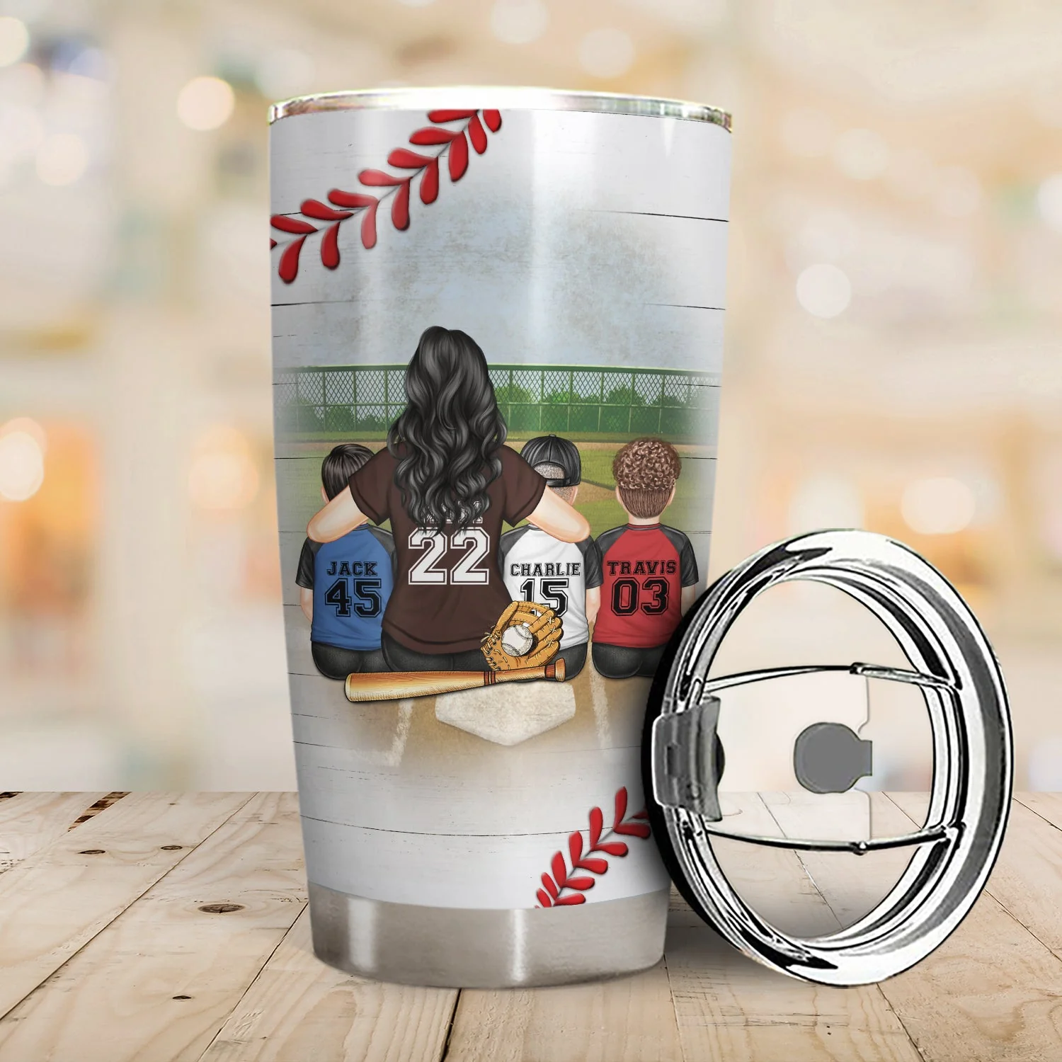 Baseball Mom Behind Every Baseball Player - Birthday, Loving Gift For Baseball Mother - Personalized Tumbler - Image 2