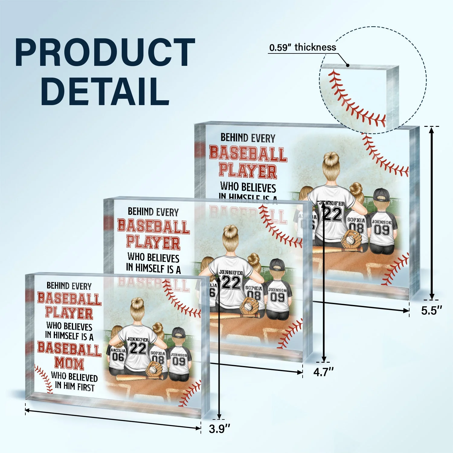 Baseball Mom Behind Every Baseball Player - Gift For Mom - Personalized Rectangle Shaped Acrylic Plaque - Image 4
