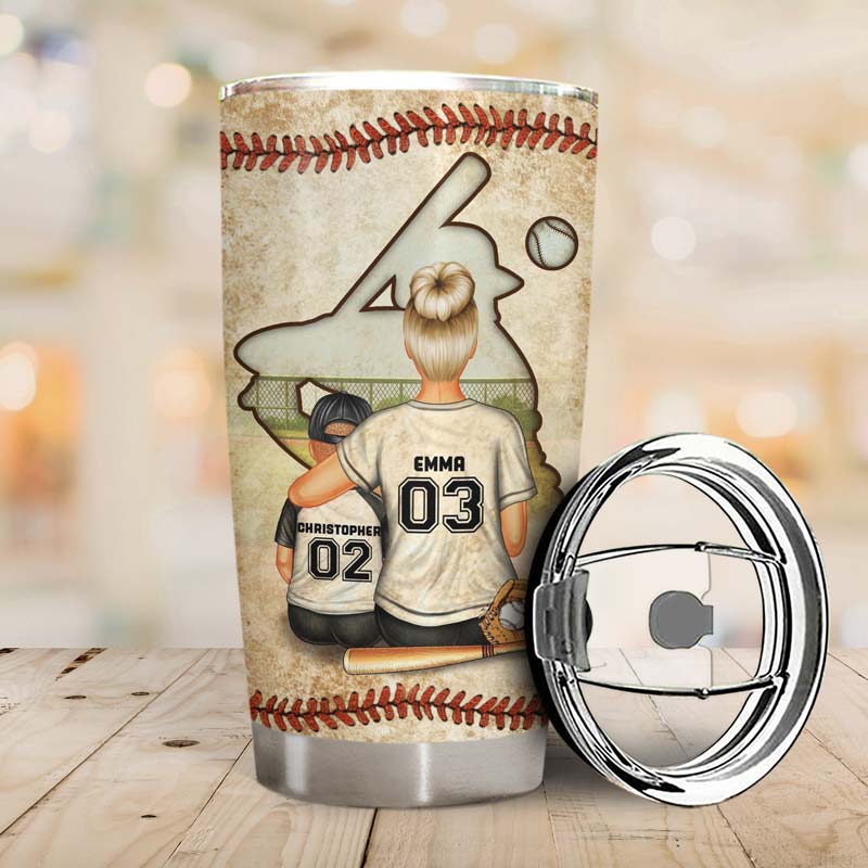 Baseball Mom Behind Every Baseball Player - Mother Gift - Personalized Custom Tumbler - Image 2