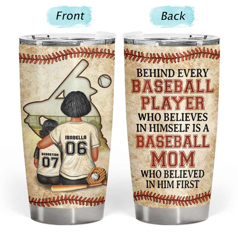 Baseball Mom Behind Every Baseball Player - Mother Gift - Personalized Custom Tumbler - Image 3