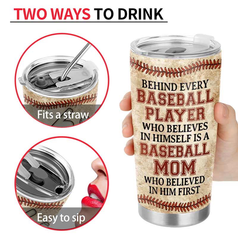 Baseball Mom Behind Every Baseball Player - Mother Gift - Personalized Custom Tumbler - Image 4