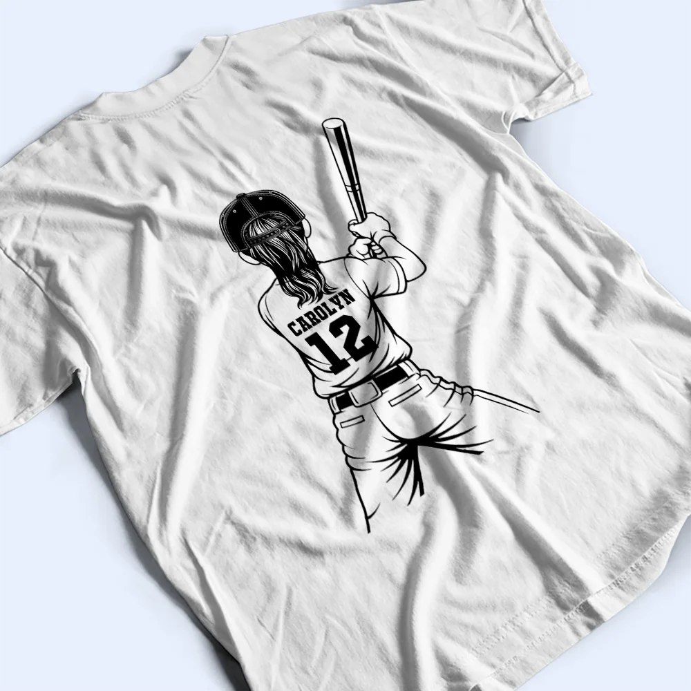Baseball Mom Dad Kid Backside - Personalized T Shirt - Image 4