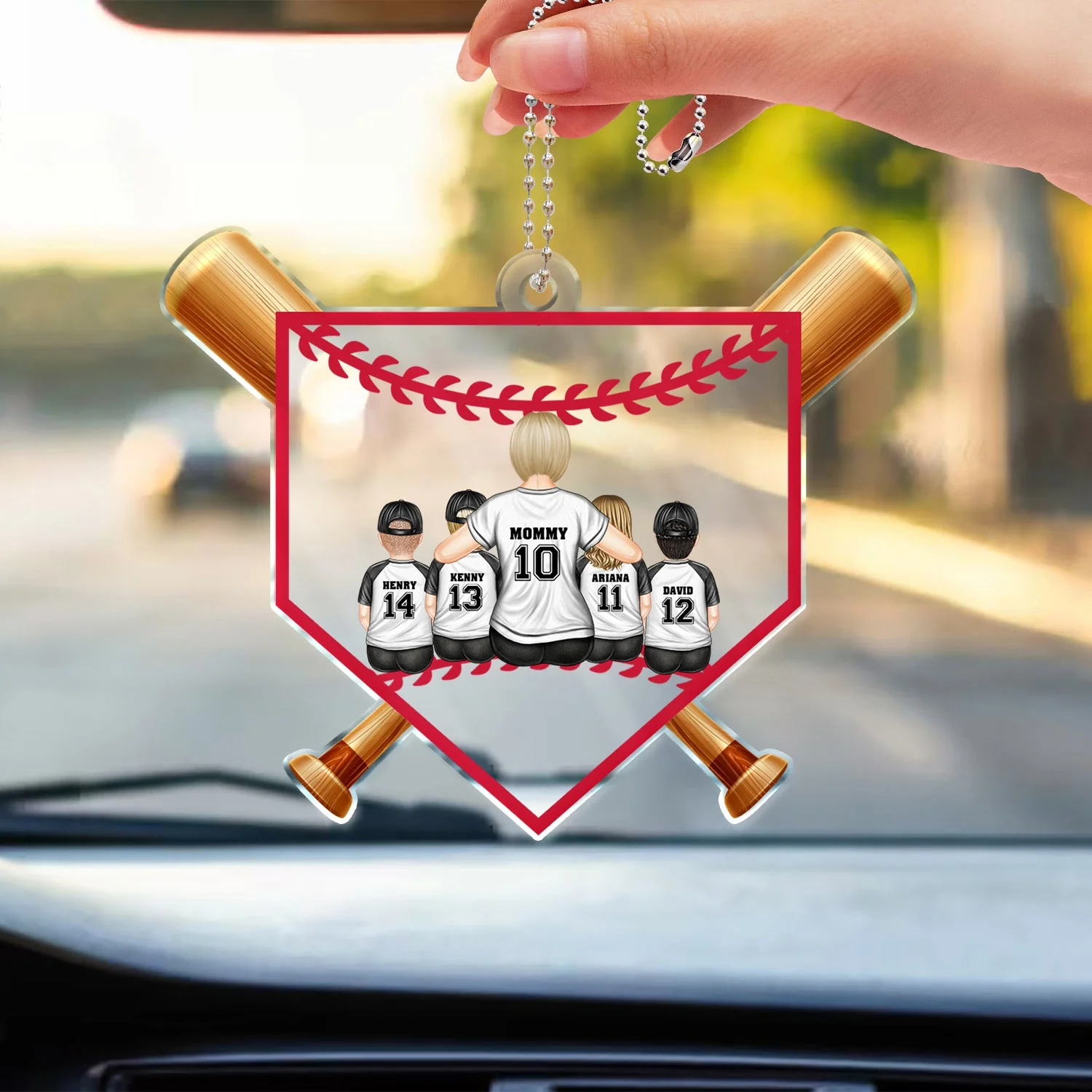 Baseball Mom - Gift For Sport Mom, Baseball, Softball Mom - Personalized Acrylic Car Hanger - Image 3