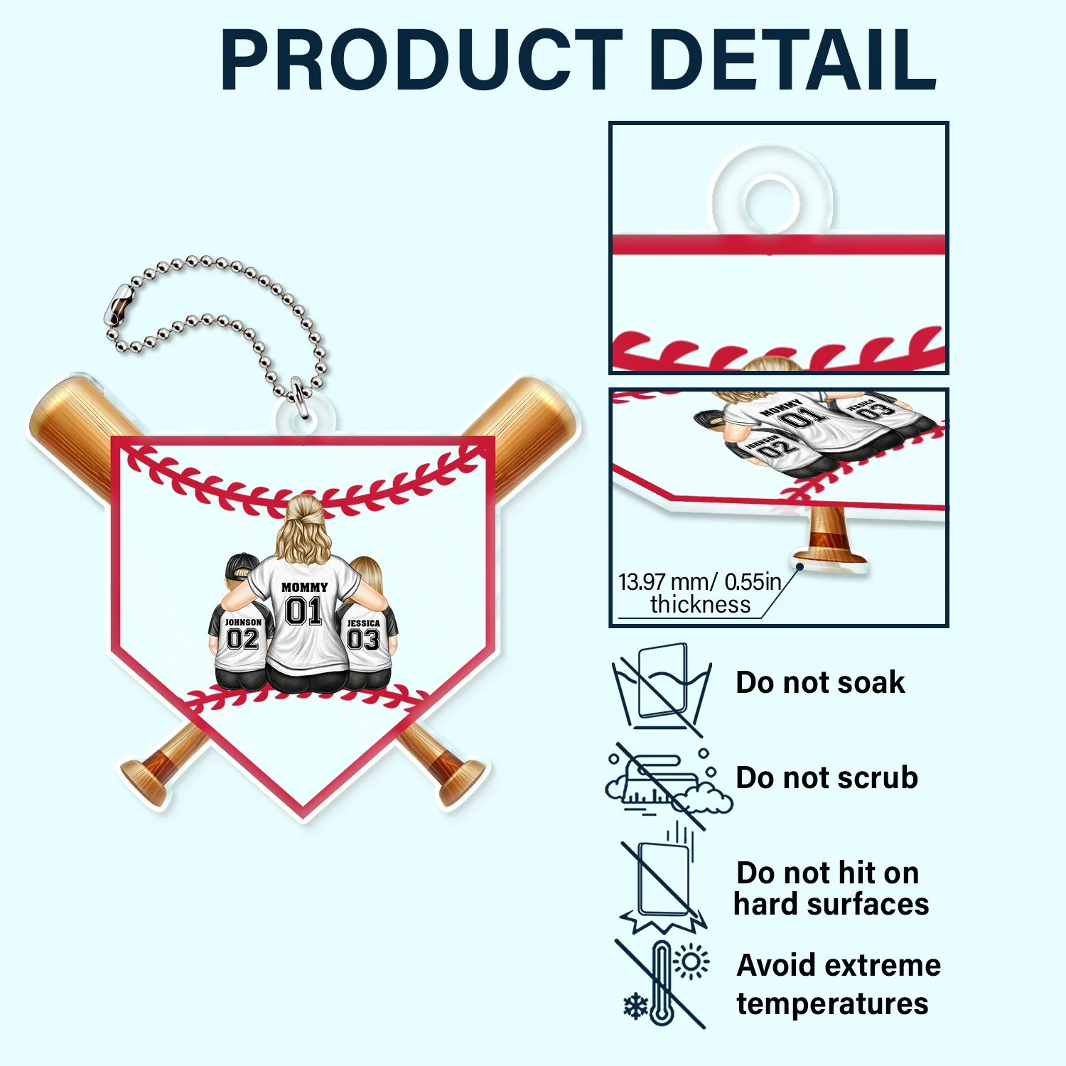 Baseball Mom - Gift For Sport Mom, Baseball, Softball Mom - Personalized Acrylic Car Hanger - Image 5