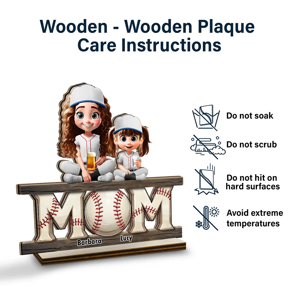Baseball Mom We Love You - Personalized Custom Shaped 2-Layered Wooden Plaque - Image 7