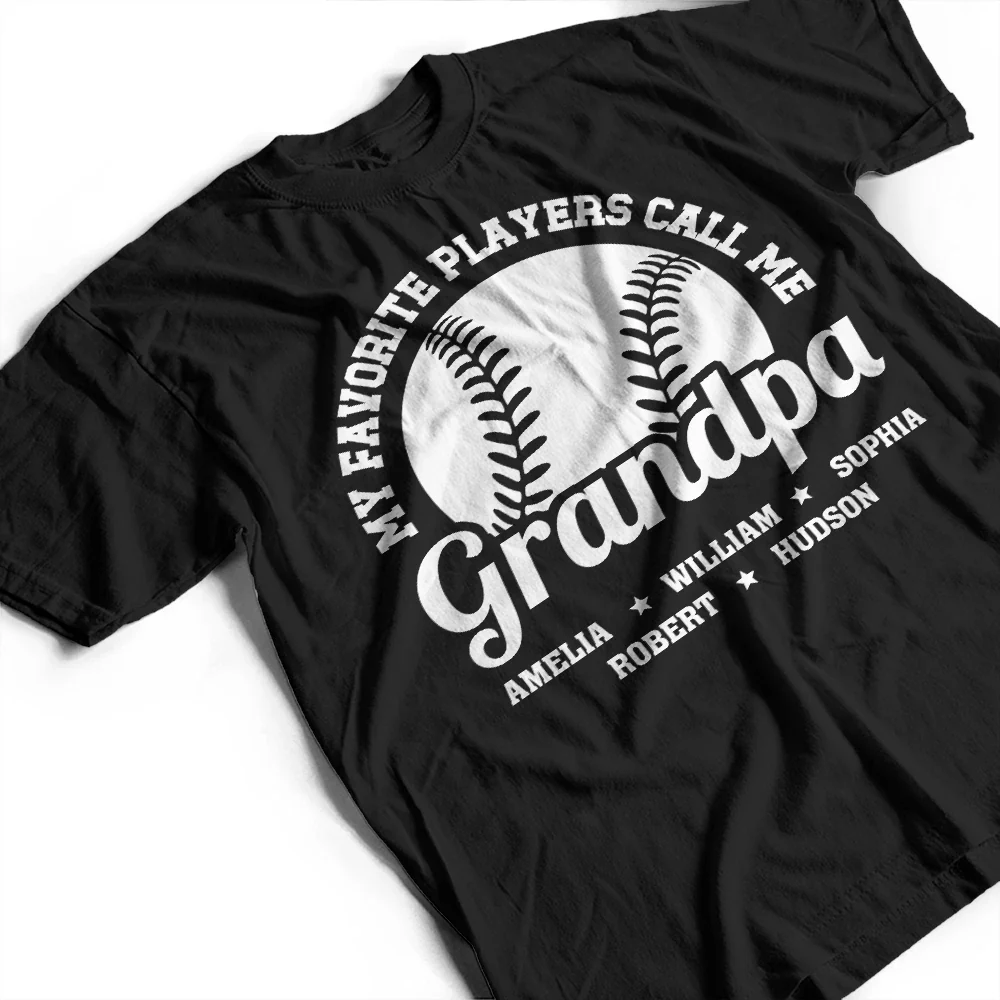 Baseball My Favorite Players Call Me Grandpa - Personalized T Shirt - Image 4