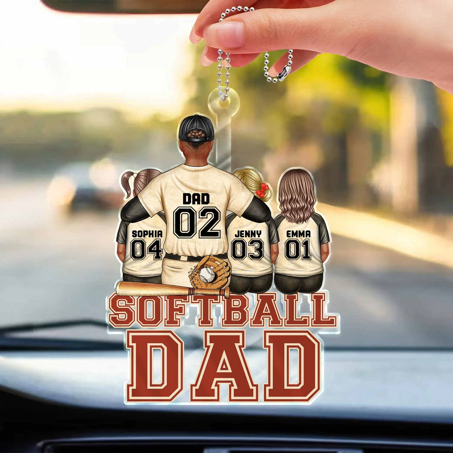 Baseball Softball Dad - Birthday, Loving Gift For Sport Fan, Dad, Father - Personalized Acrylic Car Hanger - Image 3