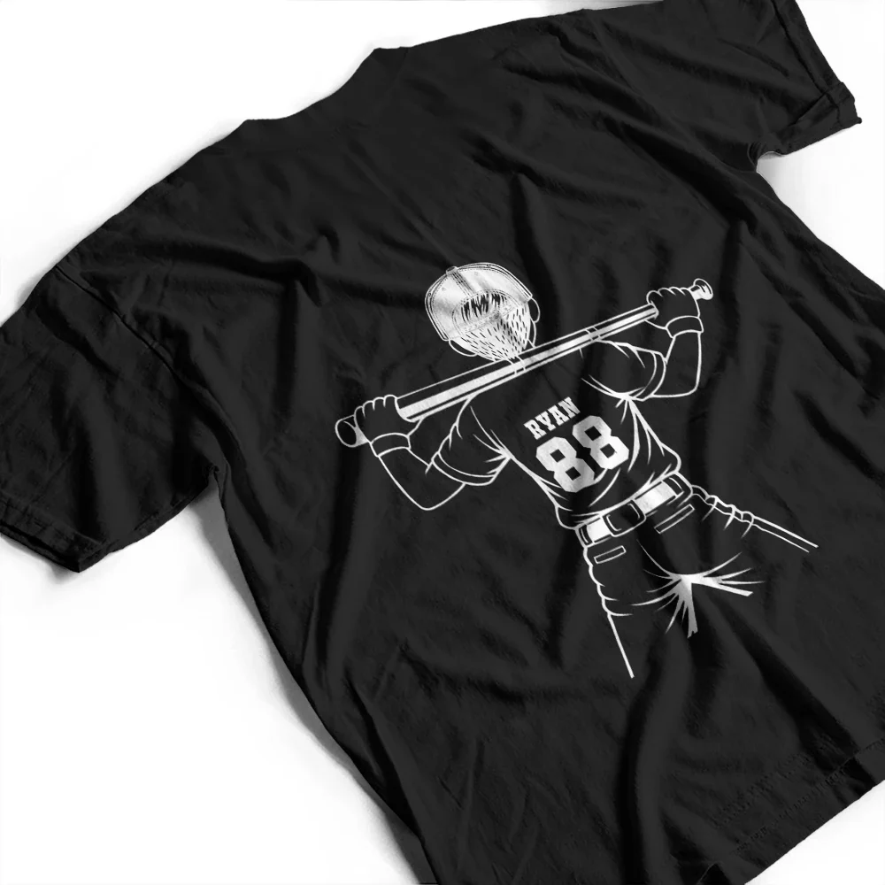 Baseball Softball Dad Mom Kids Backside - Personalized T Shirt - Image 3