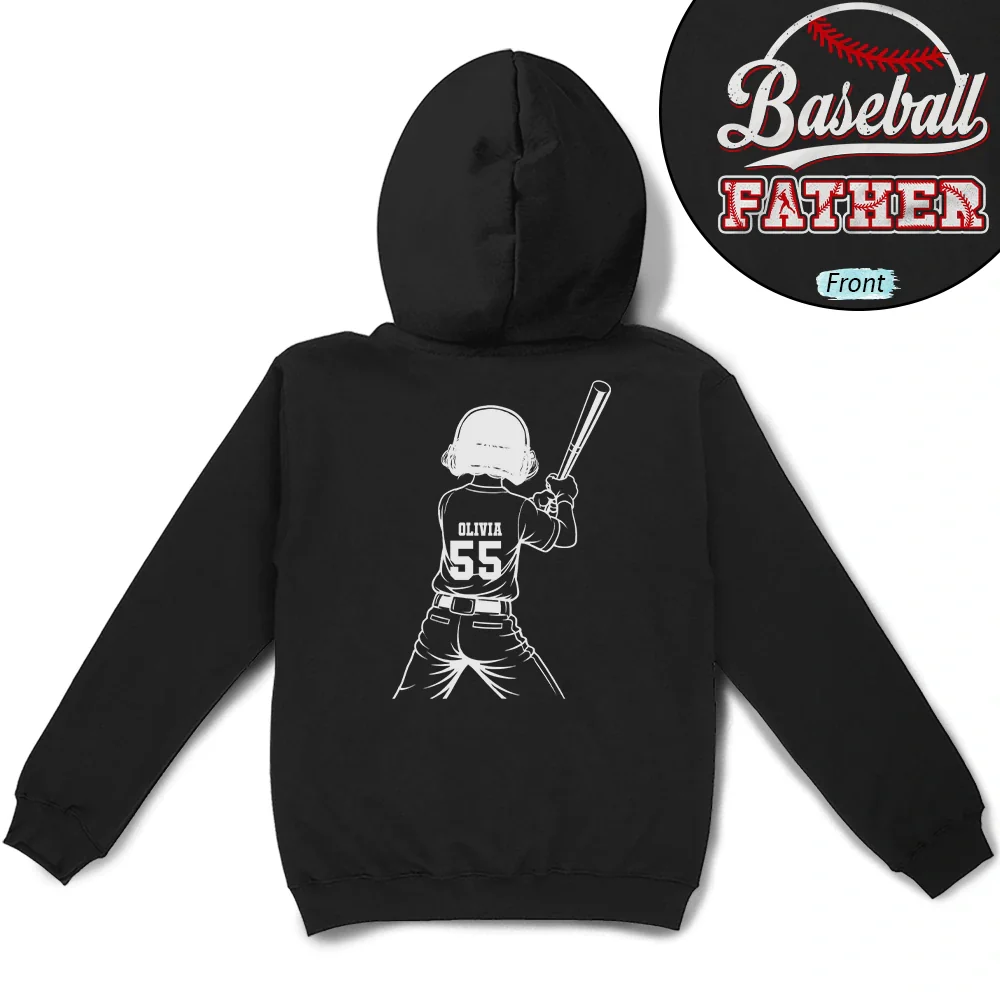 Baseball Softball Dad Mom Kids Backside - Personalized T Shirt - Image 4