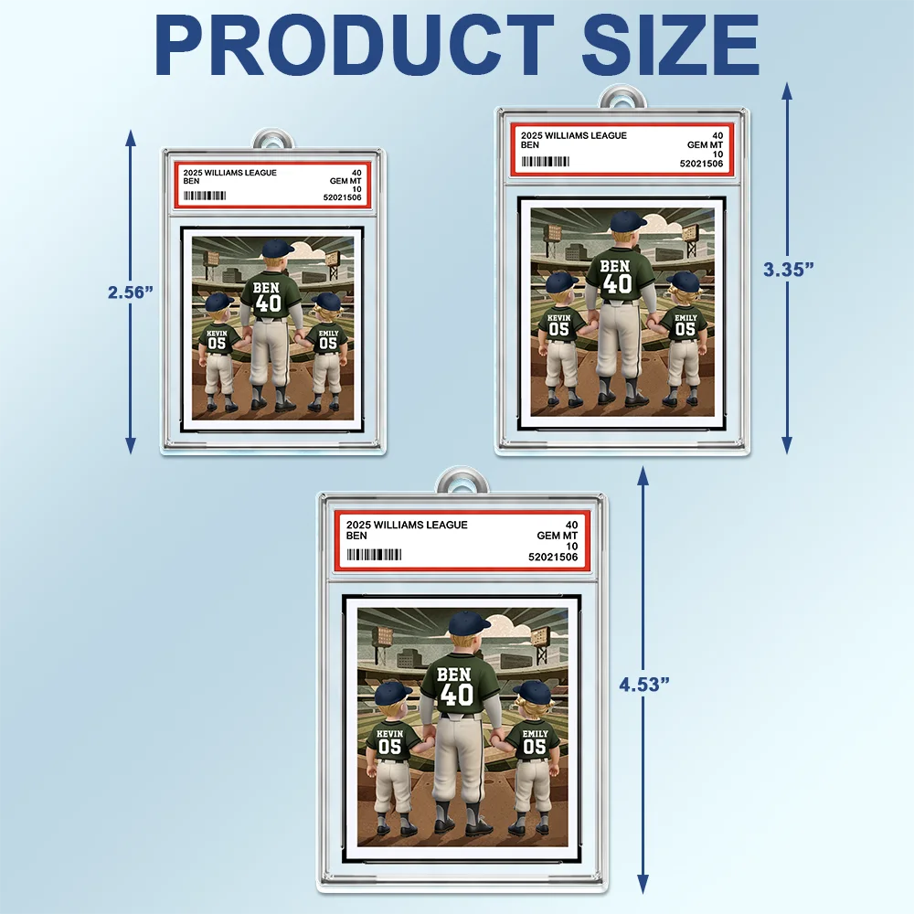 Baseball We Hit A Homerun Scoring You As Our Dad Sport Card Slab - Personalized Acrylic Car Hanger - Image 4