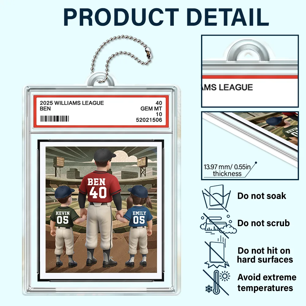 Baseball We Hit A Homerun Scoring You As Our Dad Sport Card Slab - Personalized Acrylic Car Hanger - Image 5