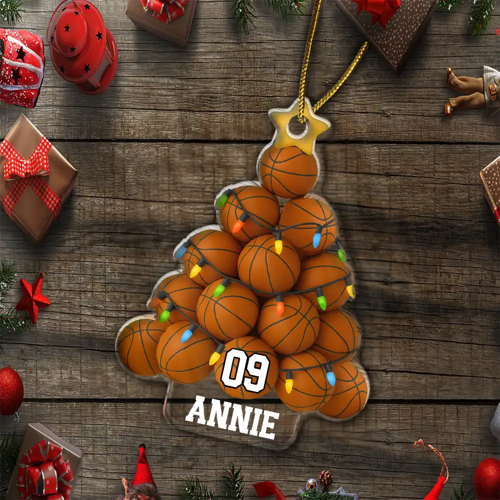 Basketball Christmas Tree - Personalized Custom Shaped Acrylic Ornament - Image 5