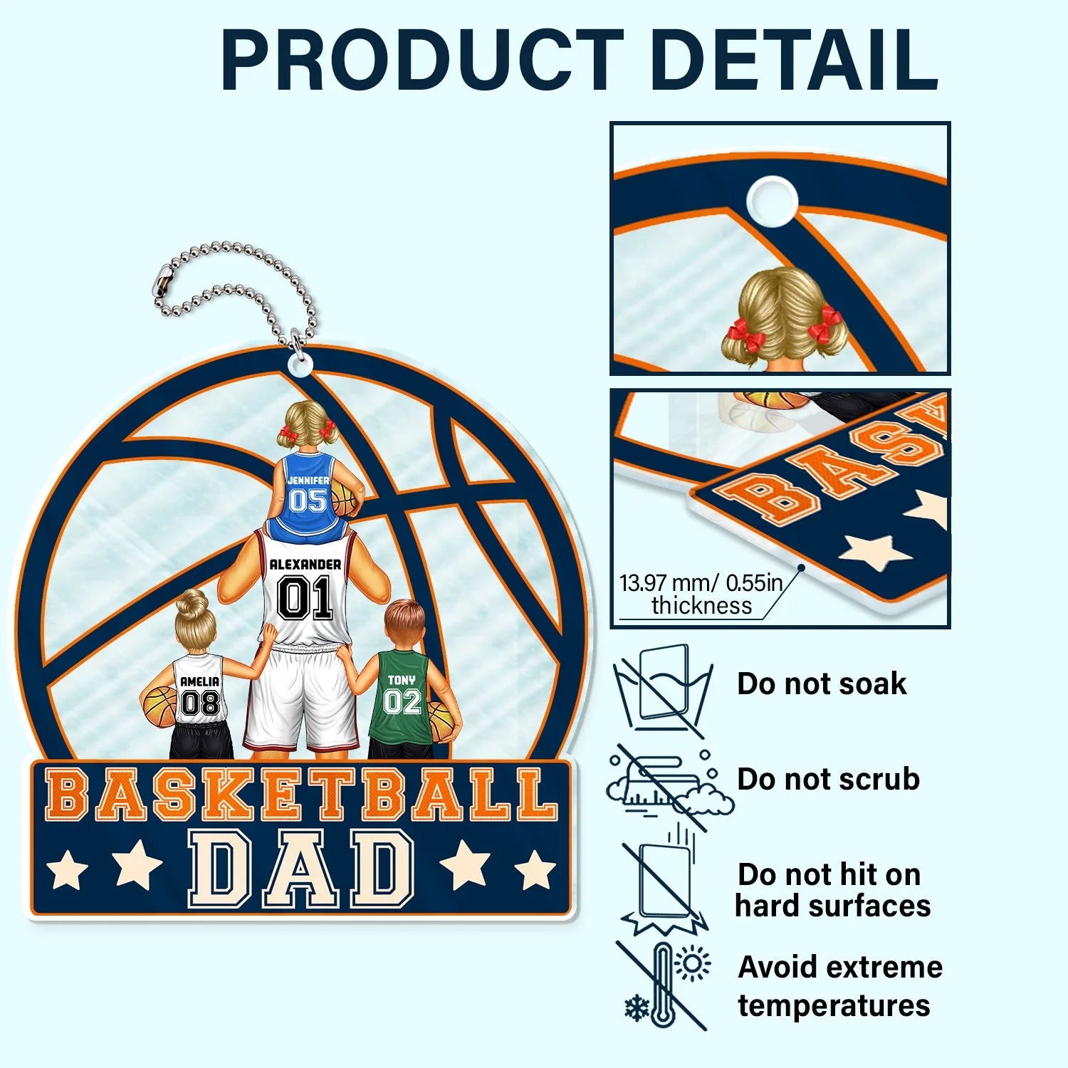 Basketball Dad - Birthday, Loving Gift For Sport Fan, Dad, Father - Personalized Acrylic Car Hanger - Image 5