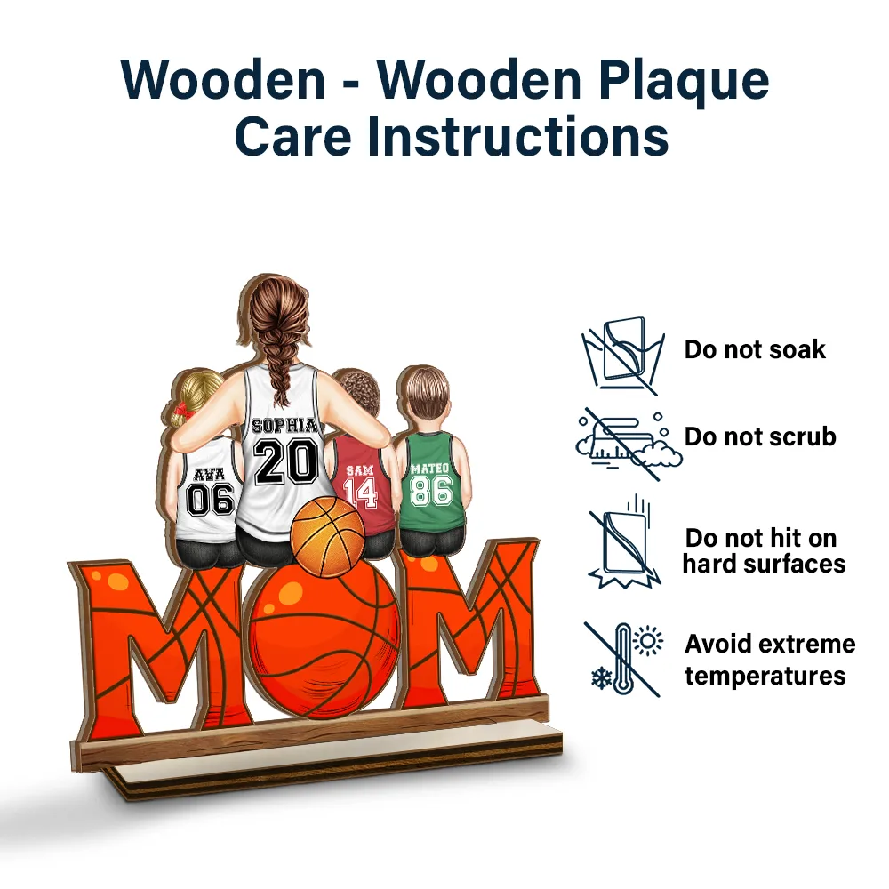 Basketball Mom And Kids - Personalized Custom Shaped 2-Layered Wooden Plaque - Image 5