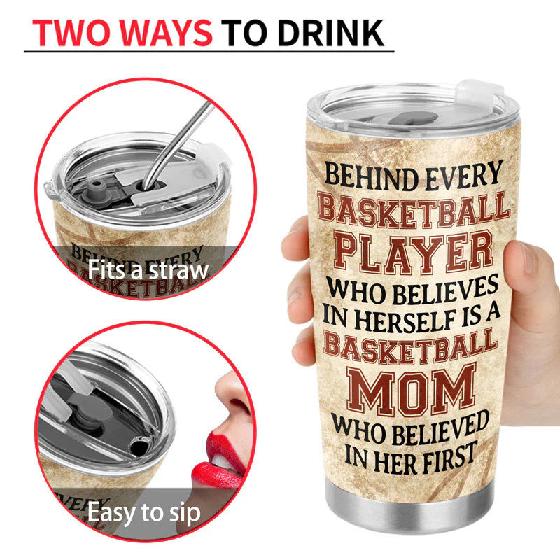 Basketball Mom Behind Every Basketball Player - Gift For Mother - Personalized Custom Tumbler - Image 4