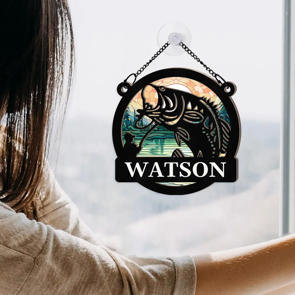 Bass Fishing - Personalized Window Hanging Suncatcher Ornament - Image 4