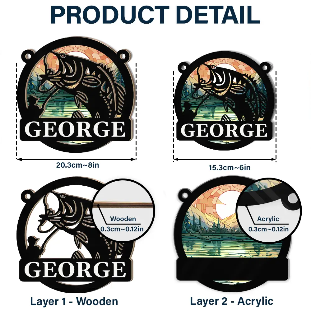 Bass Fishing - Personalized Window Hanging Suncatcher Ornament - Image 5