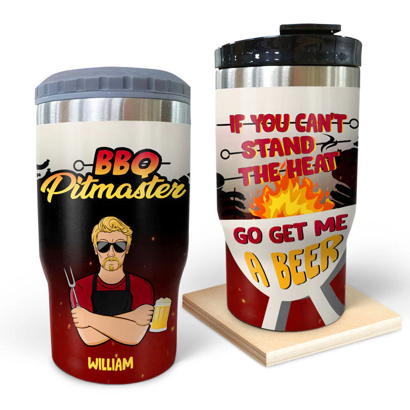 BBQ Go Get Me A Beer - Personalized Custom Triple 3 In 1 Can Cooler