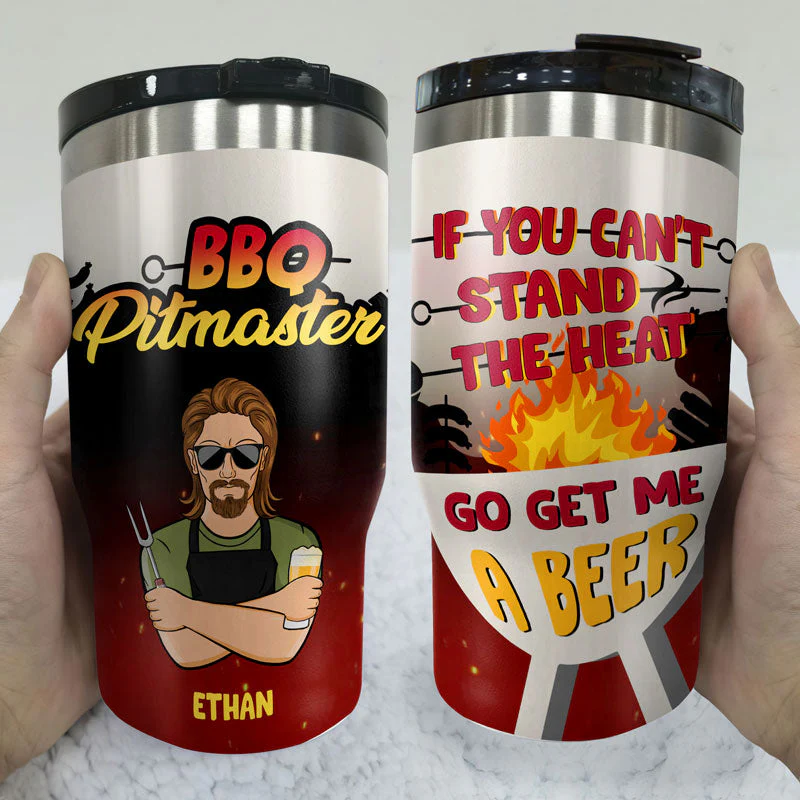 BBQ Go Get Me A Beer - Personalized Custom Triple 3 In 1 Can Cooler - Image 3