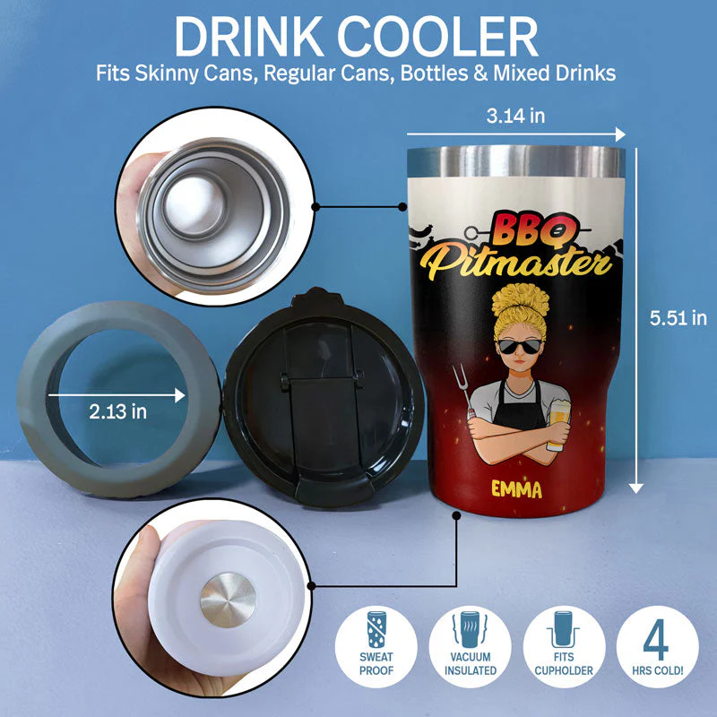 BBQ Go Get Me A Beer - Personalized Custom Triple 3 In 1 Can Cooler - Image 4