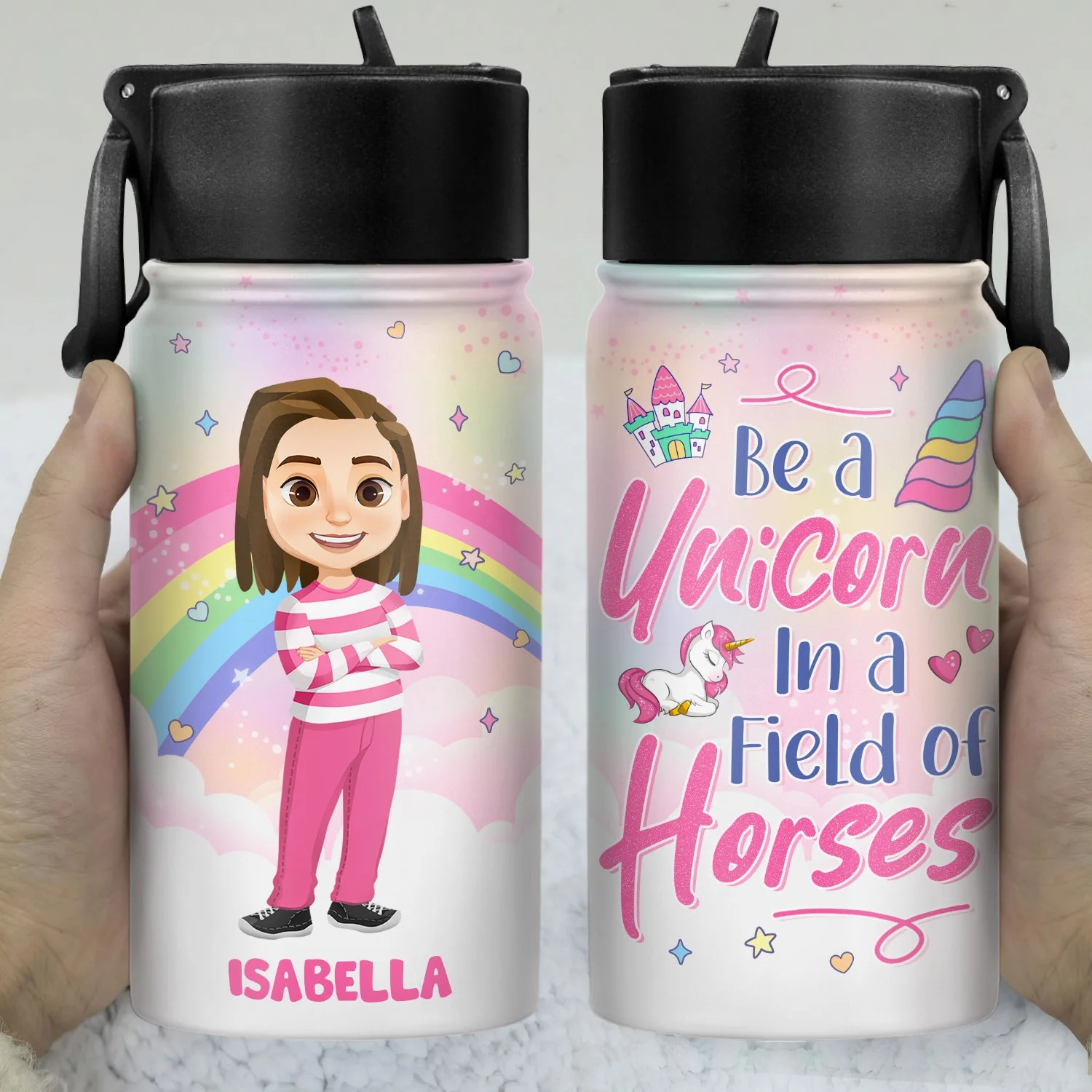 Be A Unicorn In A Field Of Horses - Gift For Kids, Back To School Gift - Personalized Kids Water Bottle - Image 3