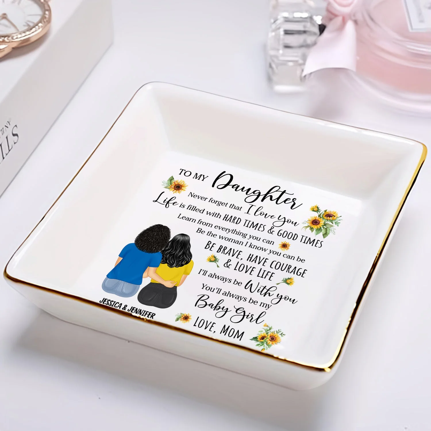 Be Brave Have Courage And Love Life - Birthday, Loving Gift For Daughter - Personalized Ring Dish - Image 2