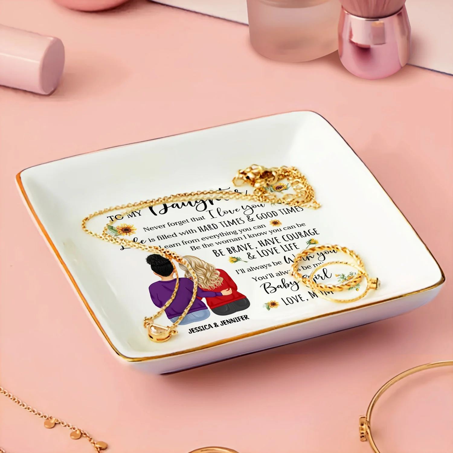 Be Brave Have Courage And Love Life - Birthday, Loving Gift For Daughter - Personalized Ring Dish - Image 3