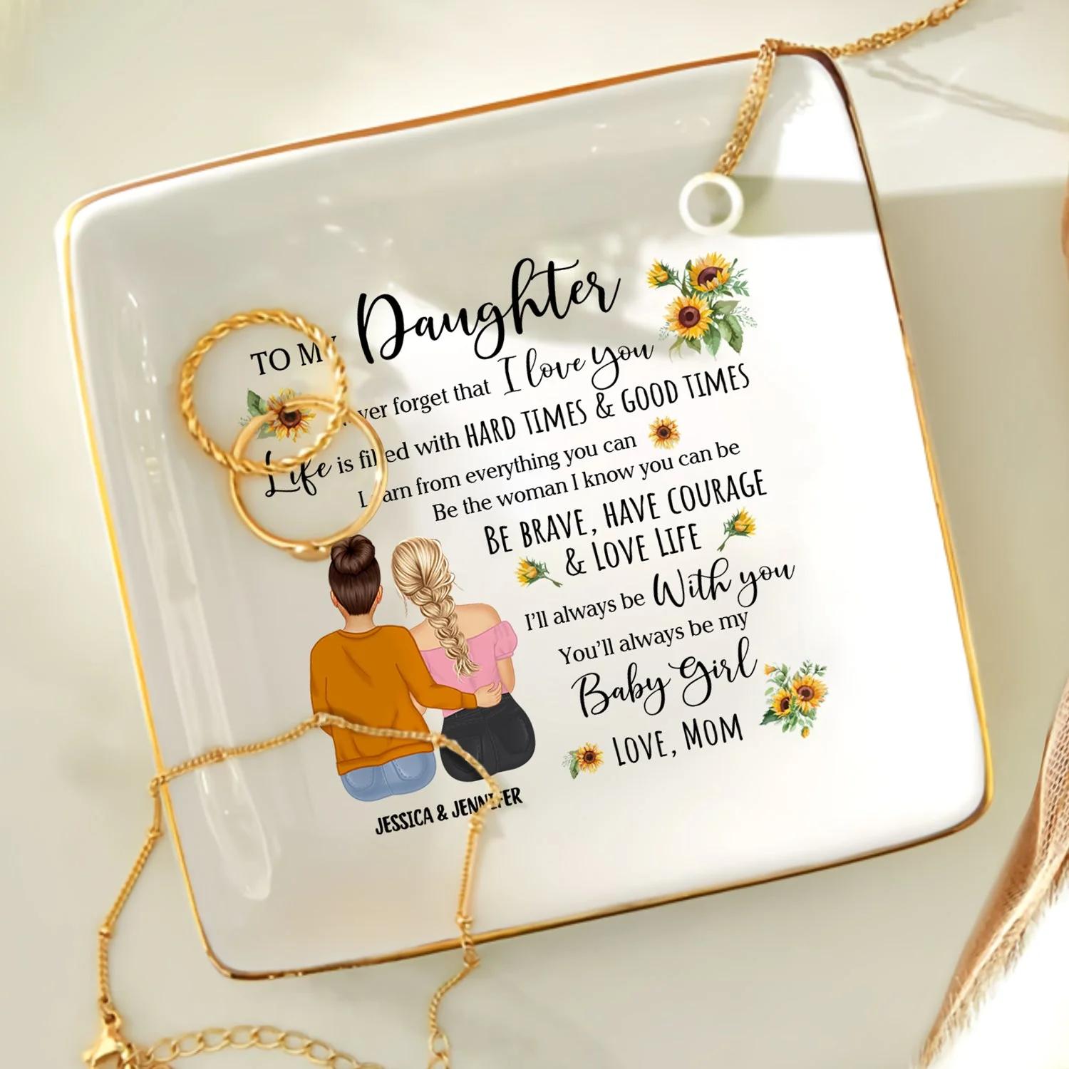 Be Brave Have Courage And Love Life - Birthday, Loving Gift For Daughter - Personalized Ring Dish - Image 4