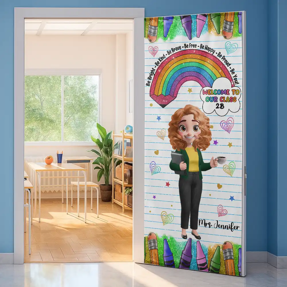 Be Bright Be Kind Back To School - Personalized Door Cover - Image 2