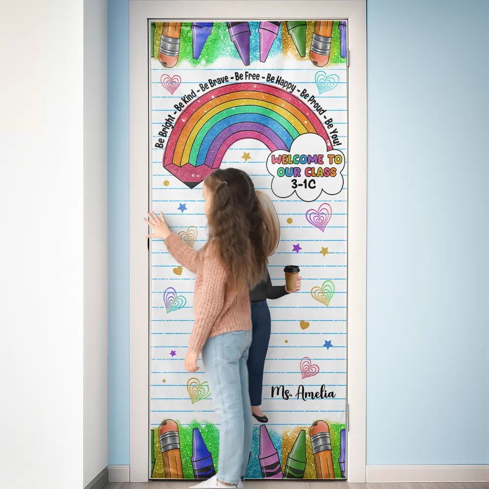Be Bright Be Kind Back To School - Personalized Door Cover - Image 3