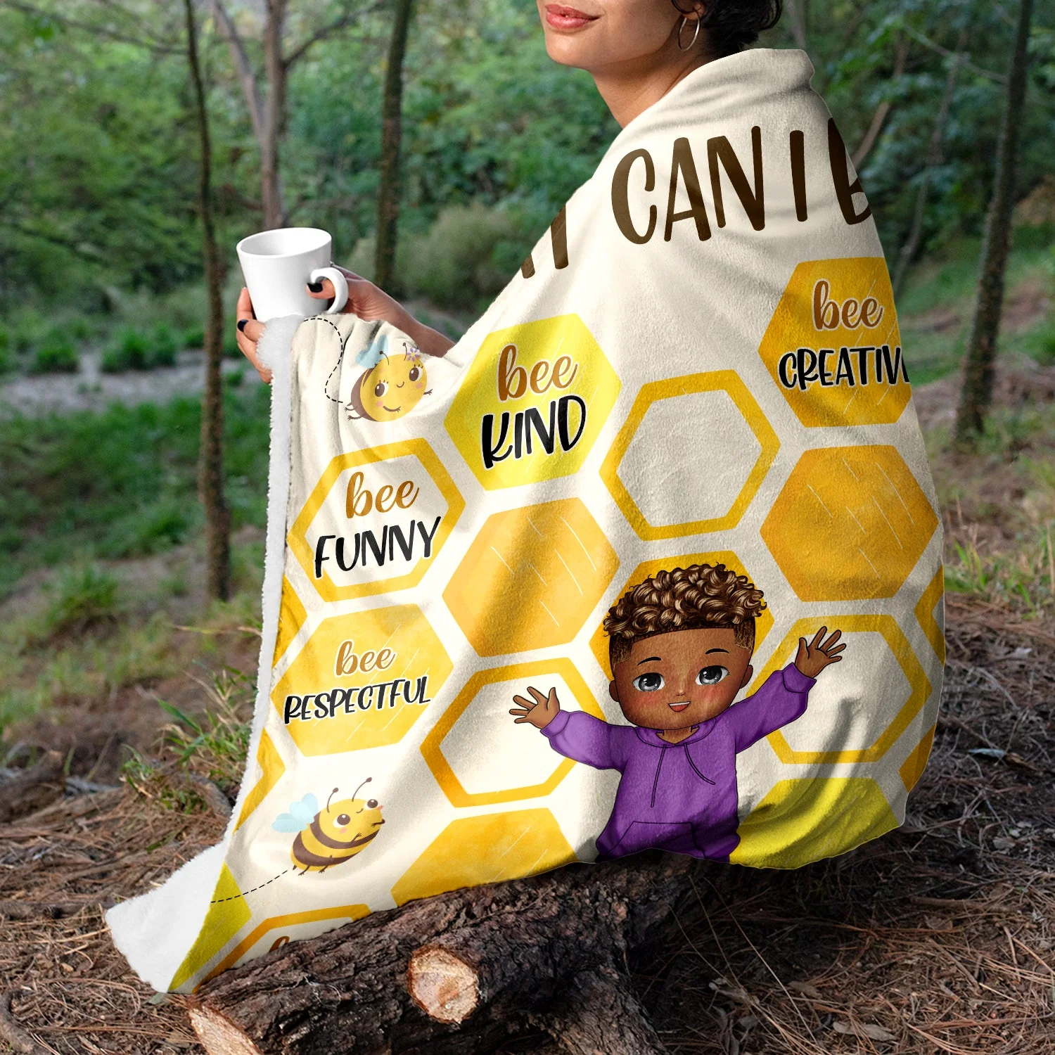 Be Funny Be Kind - Gift For Granddaughter, Grandson, Kids - Personalized Fleece Blanket - Image 3