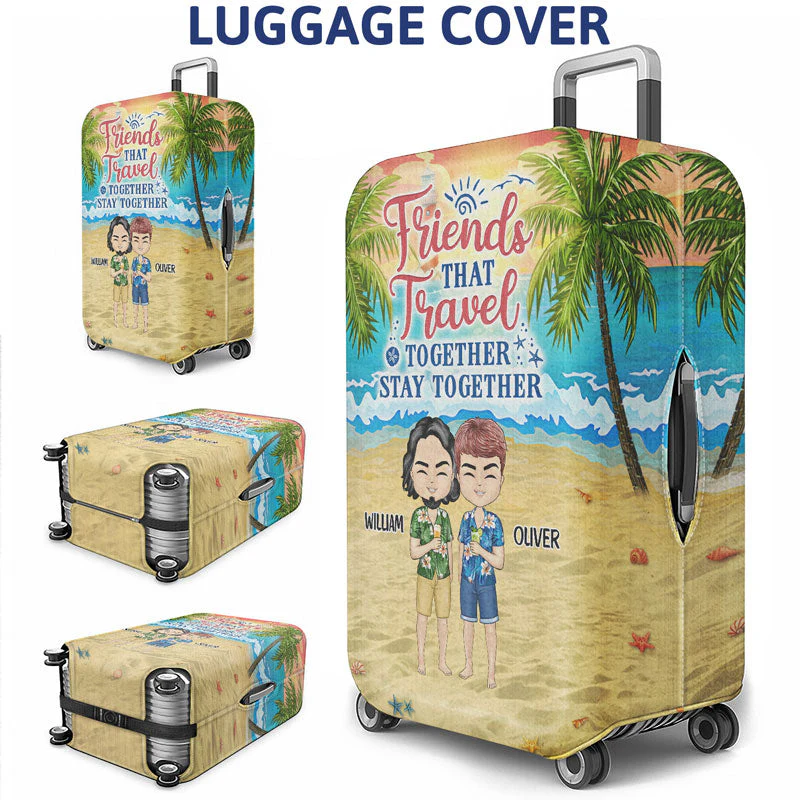 Beach Best Friends Beaches Booze Besties - Gift For BFF - Personalized Custom Luggage Cover - Image 3