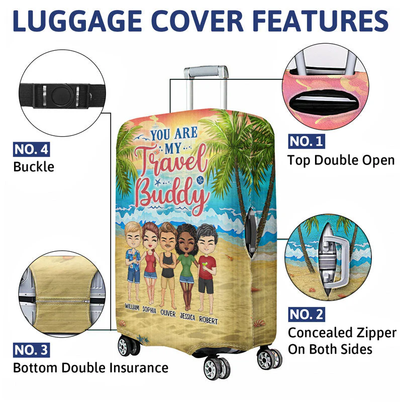 Beach Best Friends Beaches Booze Besties - Gift For BFF - Personalized Custom Luggage Cover - Image 4