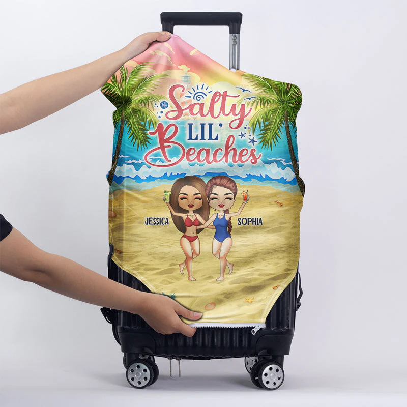 Beach Best Friends Beaches Booze Besties - Gift For BFF - Personalized Custom Luggage Cover - Image 5