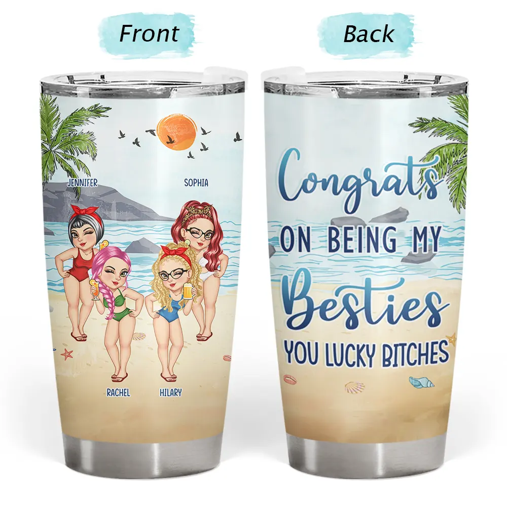 Beach Bestie Congrats On Being My Bestie - Personalized Tumbler - Image 3