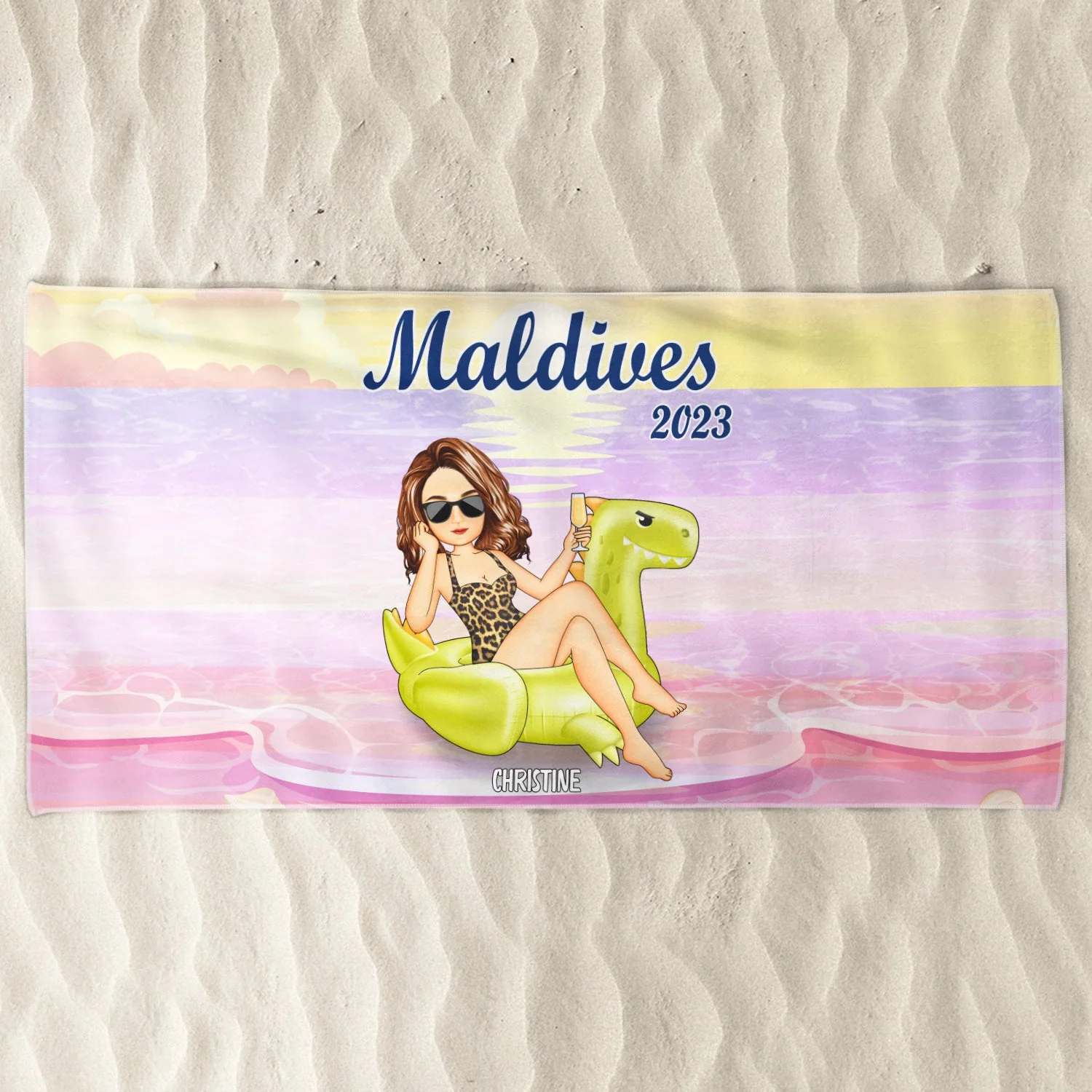 Beach Bestie Flamingo Girl - Gift For Bestie, Gift For Women - Personalized Beach Towel - Image 3