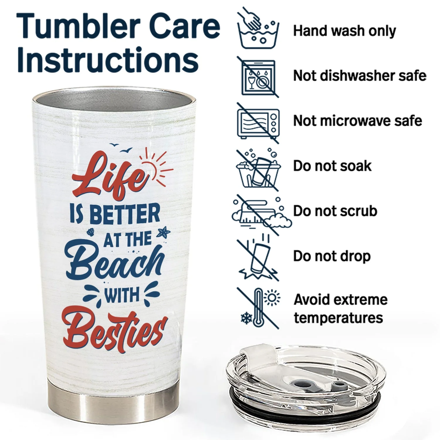 Beach Besties Life Is Better At The Beach With Bestie - Gift For Bestie - Personalized Custom Tumbler - Image 5