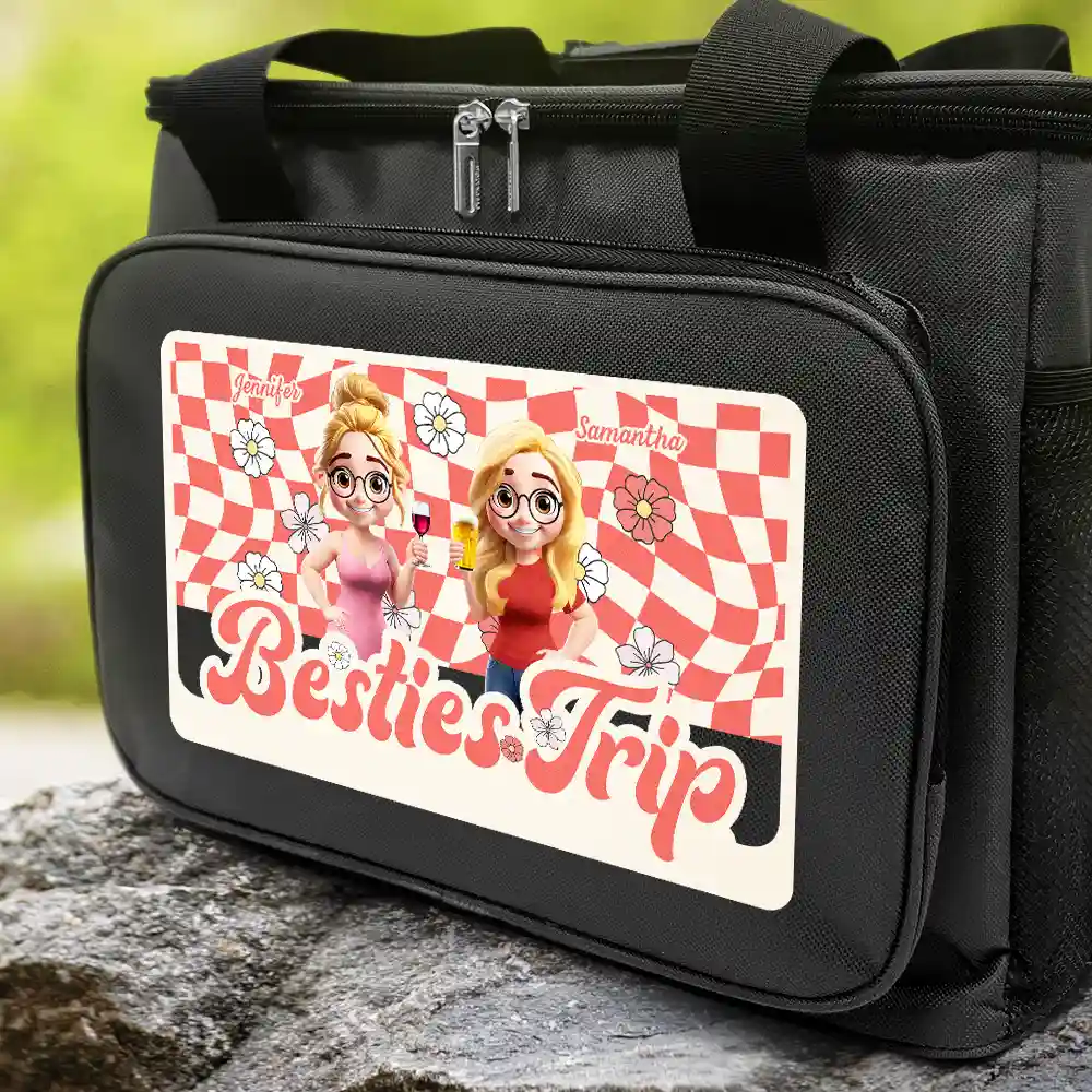 Beach, Camping, Picnic Cooling Bag For Besties Trip - Personalized Lunch Bag, Cooling Tote - Image 2