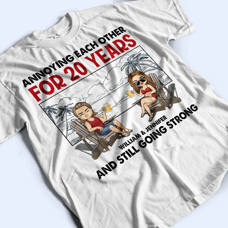 Beach Couple Annoying Each Other And Still Going Strong - Gift For Couple - Personalized Custom T Shirt - Image 3