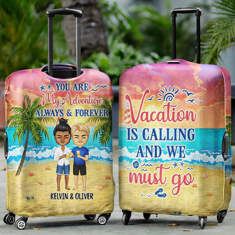 Beach Couple I Love You To The Beach And Back - Gift For Couples - Personalized Custom Luggage Cover - Image 2