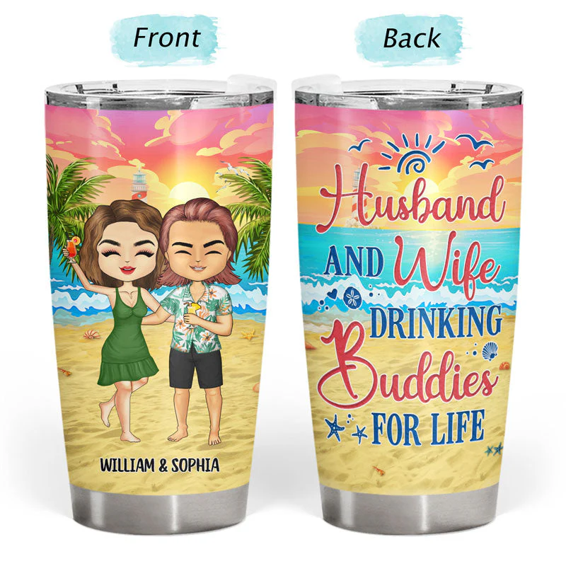 Beach Couple I Love You To The Beach And Back - Gift For Couples - Personalized Custom Tumbler - Image 3