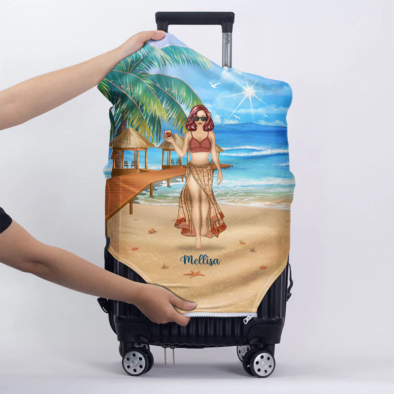 Beach Girl Born With The Beach In Their Souls - Personalized Custom Luggage Cover - Image 4