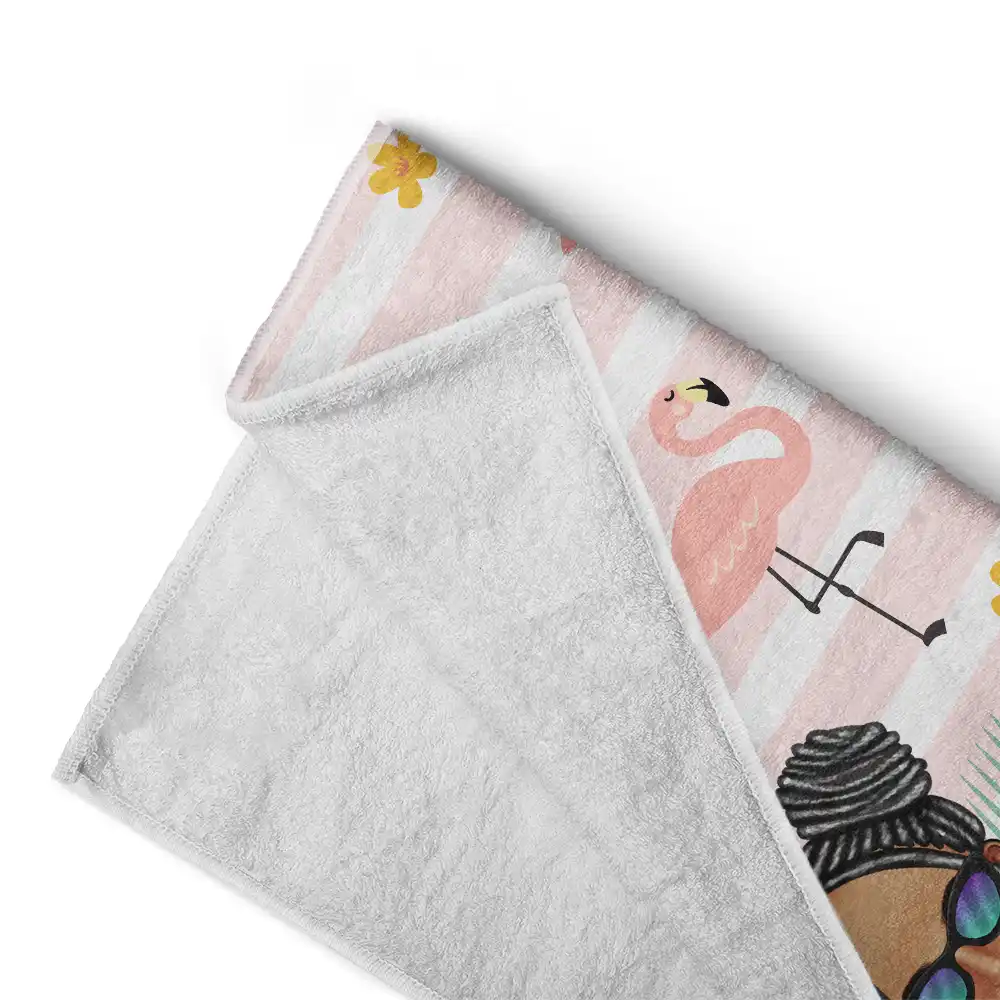 Beach Girl Pool Girl Flamingo - Personalized Beach Towel - Image 4