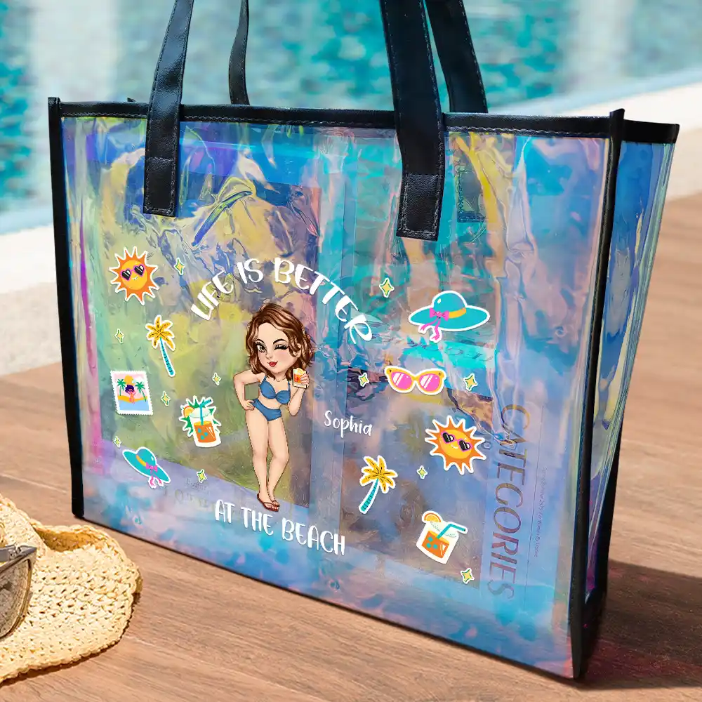 Beach Hair Don't Care - Personalized Holographic Tote - Image 2