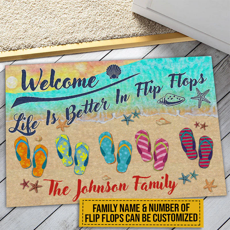 Beach House Better In Flip Flops Custom Doormat - Image 5