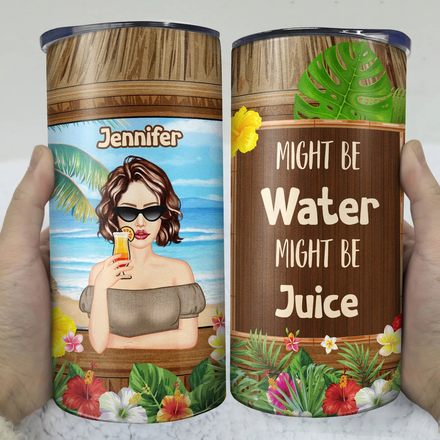 Beach Might Be Water Might Be - Gift For Beach Lovers, Gift For Women - Personalized Custom 4 In 1 Can Cooler Tumbler - Image 3